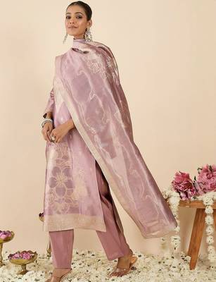 Women Ethnic Motifs Regular Kurta with Trousers & With Dupatta 3
