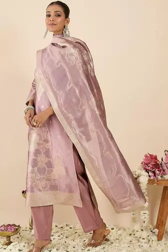 Women Ethnic Motifs Regular Kurta with Trousers & With Dupatta