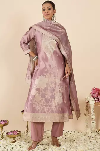 Women Ethnic Motifs Regular Kurta with Trousers & With Dupatta