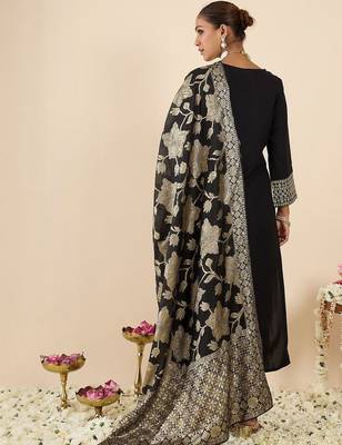 Women Ethnic Motifs Embroidered Regular Kurta with Trousers & With Dupatta 5