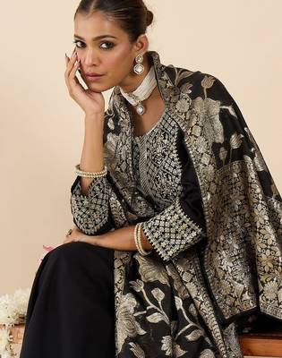 Women Ethnic Motifs Embroidered Regular Kurta with Trousers & With Dupatta 6