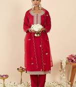 Women Ethnic Motifs Embroidered Regular Kurta with Trousers & With Dupatta