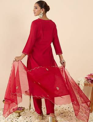 Women Ethnic Motifs Embroidered Regular Kurta with Trousers & With Dupatta 5