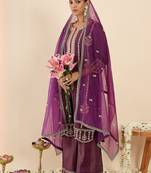 Women Ethnic Motifs Embroidered Regular Kurta with Palazzos & With Dupatta