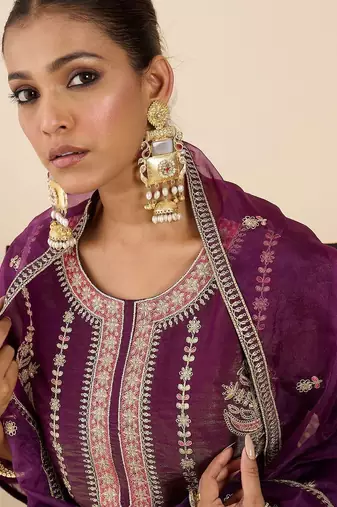 Women Ethnic Motifs Embroidered Regular Kurta with Palazzos & With Dupatta