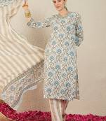 Women Ethnic Motifs Printed Regular Pure Cotton Kurta with Trousers & With Dupatta