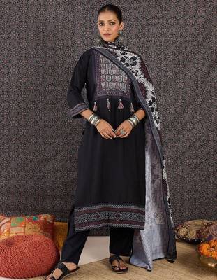 Women Ethnic Motifs Printed Regular Kurta with Trousers & With Dupatta 4