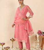 Women Ethnic Motifs Embroidered Regular Kurta with Trousers & With Dupatta