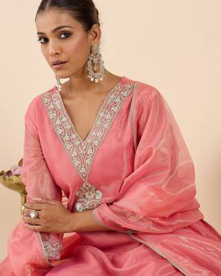 Women Ethnic Motifs Embroidered Regular Kurta with Trousers & With Dupatta 2