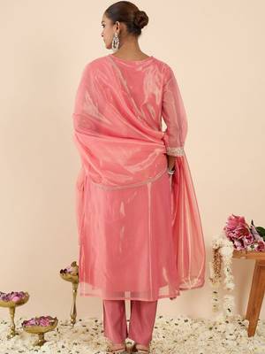 Women Ethnic Motifs Embroidered Regular Kurta with Trousers & With Dupatta 5