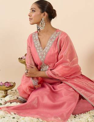 Women Ethnic Motifs Embroidered Regular Kurta with Trousers & With Dupatta 6