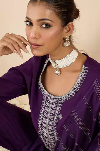Women Ethnic Motifs Embroidered Regular Thread Work Kurta with Trousers & With Dupatta