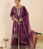 Women Ethnic Motifs Embroidered Regular Kurta with Palazzos & With Dupatta