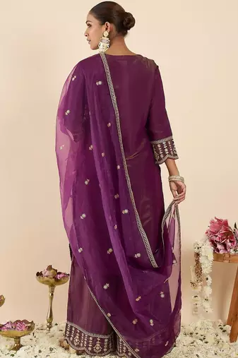 Women Ethnic Motifs Embroidered Regular Kurta with Palazzos & With Dupatta