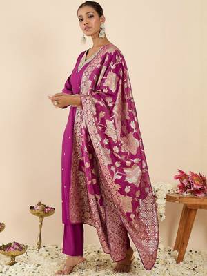 Yoke Design Thread Work Kurta With Palazzos 3