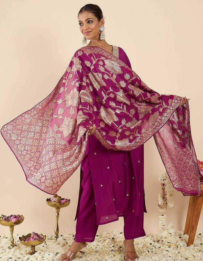 Yoke Design Thread Work Kurta With Palazzos