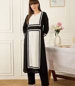 Colourblocked Printed Thread Work Chanderi Silk Kurta With Palazzos