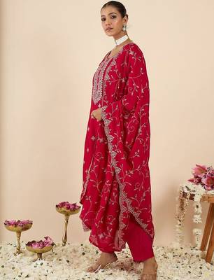 Women Ethnic Motifs Embroidered Regular Thread Work Kurta with Trousers & With Dupatta 2
