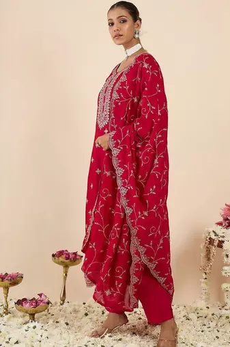 Women Ethnic Motifs Embroidered Regular Thread Work Kurta with Trousers & With Dupatta
