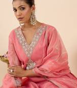 Women Ethnic Motifs Embroidered Regular Thread Work Kurta with Trousers & With Dupatta