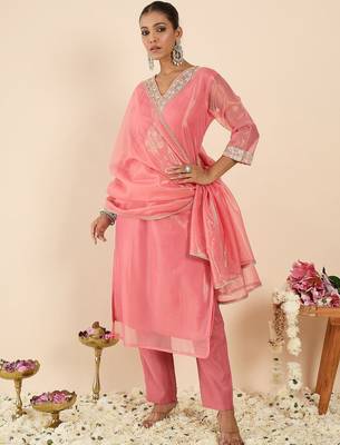 Women Ethnic Motifs Embroidered Regular Thread Work Kurta with Trousers & With Dupatta 2