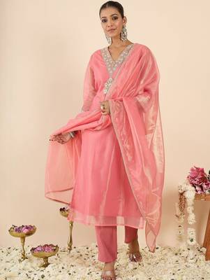 Women Ethnic Motifs Embroidered Regular Thread Work Kurta with Trousers & With Dupatta 5