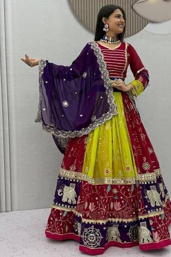 Navratri multicolor georgette lehenga choli