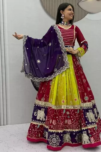 Navratri multicolor georgette lehenga choli
