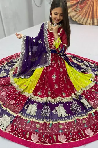 Navratri multicolor georgette lehenga choli