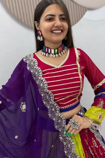 Navratri multicolor georgette lehenga choli