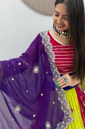 Navratri multicolor georgette lehenga choli
