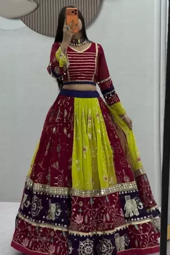 Navratri multicolor georgette lehenga choli