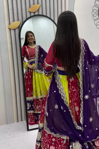 Navratri multicolor georgette lehenga choli
