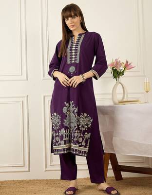 Women Ethnic Motifs Printed Regular Pure Cotton Kurta with Trousers 1