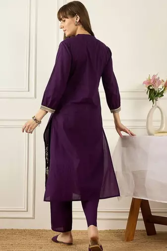 Women Ethnic Motifs Printed Regular Pure Cotton Kurta with Trousers