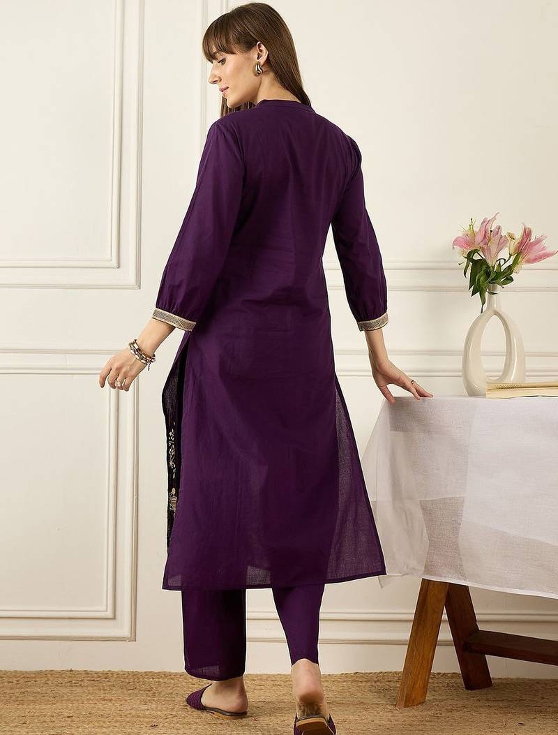 Women Ethnic Motifs Printed Regular Pure Cotton Kurta with Trousers