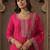 Ethnic Motifs Embroidered Chanderi Cotton Kurta With Trousers & Dupatta