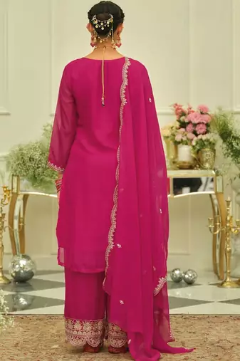 Ethnic Motifs Embroidered Thread Work Kurta With Patiala & Dupatta