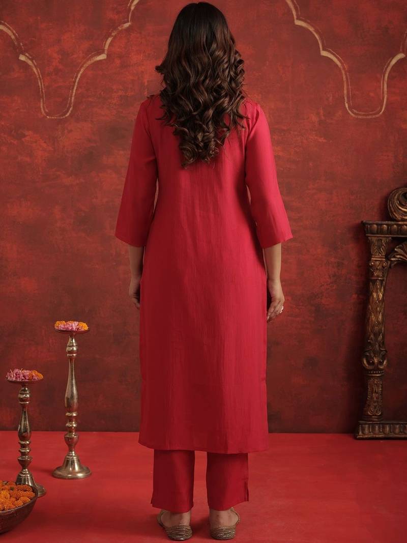 Women Ethnic Motifs Embroidered Regular Thread Work Kurta with Trousers & Dupatta