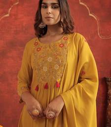 Women Floral Embroidered A-Line Kurta with Trousers & Dupatta