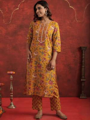 Women Ethnic Motifs Printed Regular Thread Work Kurta with Trousers & Dupatta 2