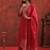 Floral Yoke Design Round Neck Thread Work Straight Kurta With Trousers & Dupatta