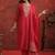 Floral Yoke Design Round Neck Thread Work Straight Kurta With Trousers & Dupatta