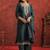 Floral Yoke Design Round Neck Thread Work Kurta With Trousers & Dupatta