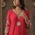 Floral Embroidered V-Neck Mirror Work Straight Kurta With Trousers