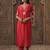 Floral Embroidered V-Neck Mirror Work Straight Kurta With Trousers