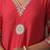Floral Embroidered V-Neck Mirror Work Straight Kurta With Trousers