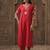 Floral Embroidered V-Neck Mirror Work Straight Kurta With Trousers