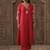 Floral Embroidered V-Neck Mirror Work Straight Kurta With Trousers