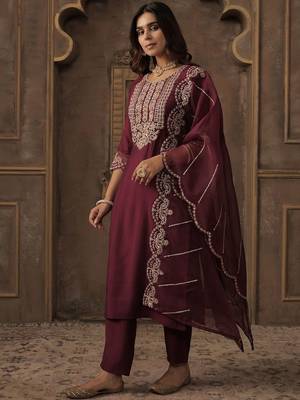 Women Ethnic Motifs Embroidered Kurta with Trousers & Dupatta 5